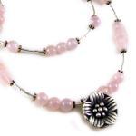 Sakura Sterling Silver And Rose Quartz Necklace..