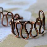 ZIGZAGS solid copper wire earrings handworked loops