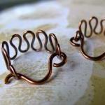 Zigzags Solid Copper Wire Earrings Handworked..
